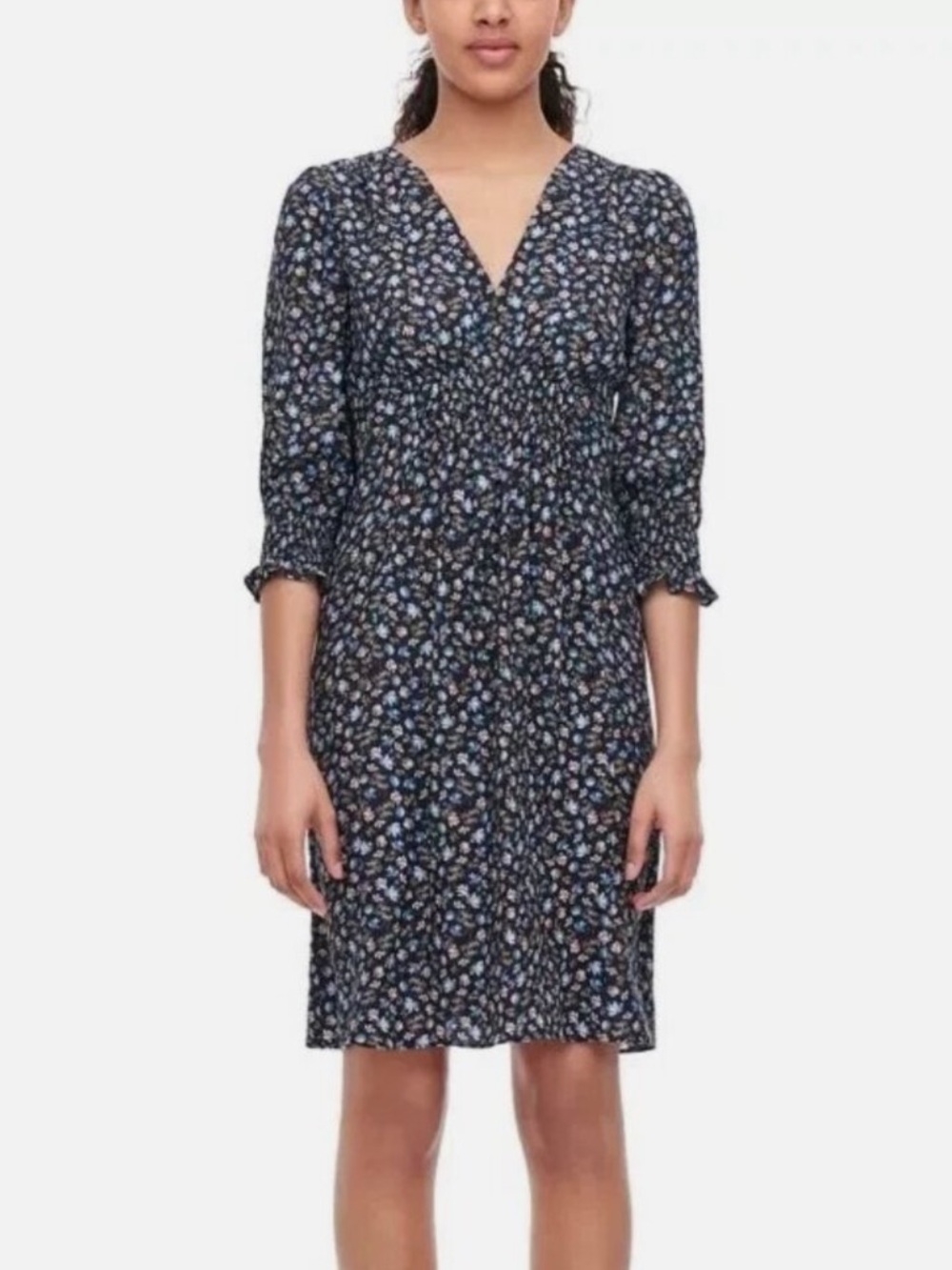 Rebecca Taylor Zelma black silk floral print dress